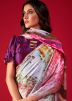 Multicolor Digital Printed Saree In Satin