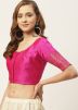 Round Neck Brocade Blouse Pink