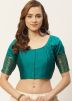 Round Neck Brocade Blouse Green