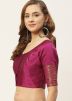 Round Neck Brocade Blouse Magenta