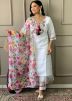 White Embroidered Chanderi Suit Set