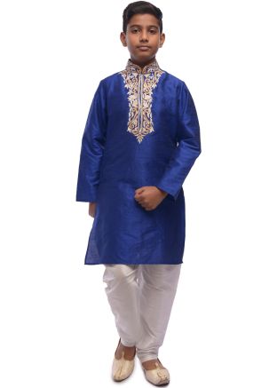 Blue Readymade Kids Kurta Churidar Set