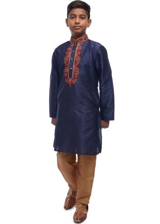 Navy Blue Kids Kurta Churidar Set