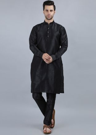 Black Readymade Mens Kurta Pajama