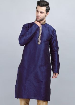 Blue Embroidered Readymade Kurta