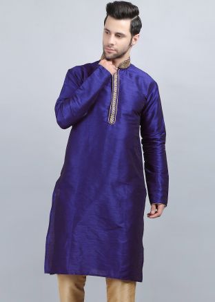 Blue Embroidered Readymade Kurta