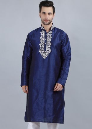 Black Readymade Kurta In Dori Embroidery