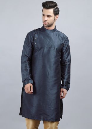 Blue Dupion Silk Readymade Kurta