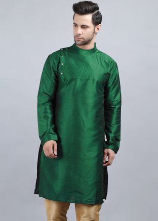 Green Embroidered Readymade Kurta