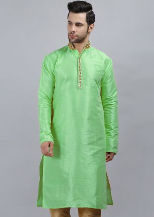 Green Embroidered Readymade Kurta 