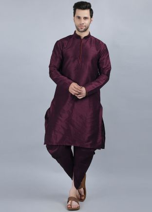 Wine Dupion Silk Kurta Dhoti