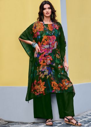 Green Digital Print Readymade Co-Ord Set