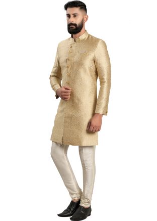 Golden Woven Indo Western Sherwani