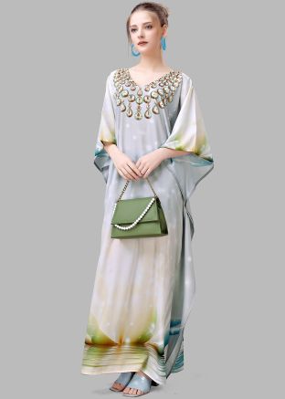 Multicolor Digital Print Crape Kaftan