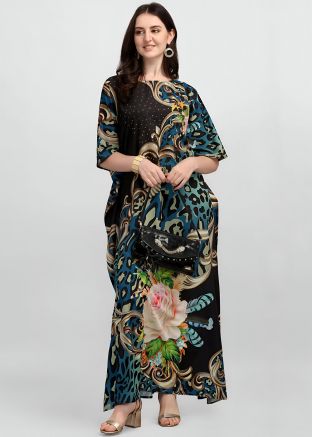 Black Readymade Printed Kaftan