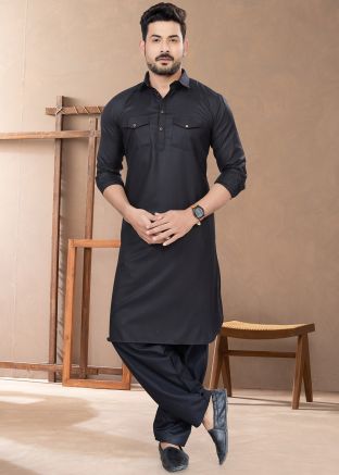 Mens Readymade Black Pathani Suit