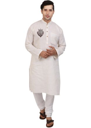 Off-White Embroidered Kurta Pajama