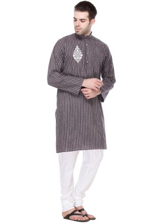 Purple Embroidered Kurta Pajama