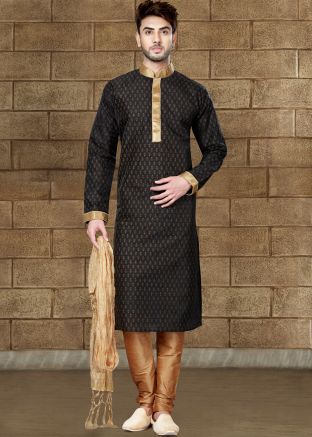 Readymade Black Printed Kurta Pajama