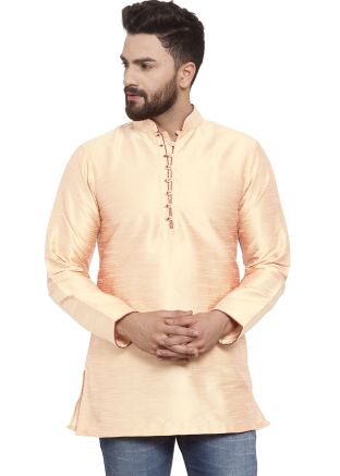 Cream Kurta In Dupion Silk