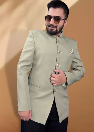 Grey Mens Bandhgala Jodhpuri Jacket