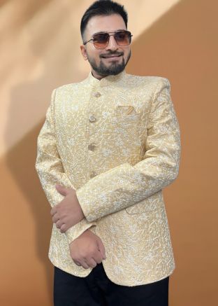 Golden Thread Embroidered Bandhgala Jodhpuri Jacket