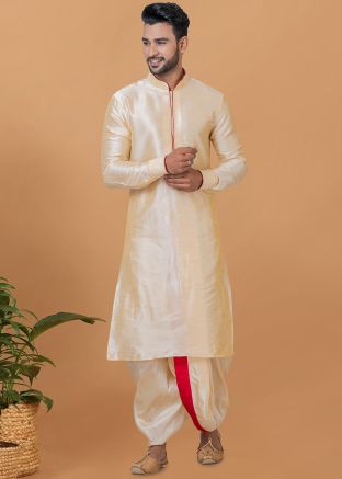 Golden Readymade Mens Kurta Dhoti Set