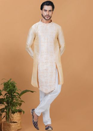 Cream Digital Printed Kurta Pajama