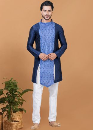 Blue Digital Printed Kurta Pajama