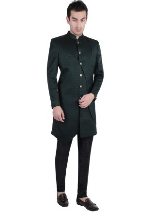 Green Mens Readymade Indo Western Sherwani