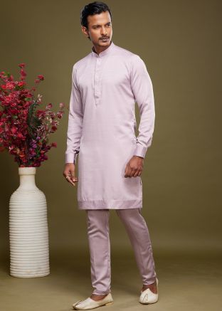 Purple Mens Kurta Pajama In Art Silk