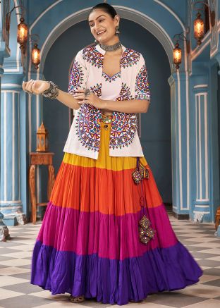 Multicolor Readymade Navaratri Jacket style Lehenga Choli