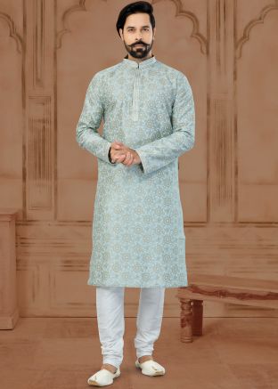 Grey  Dupion Silk Kurta Pajama In Print