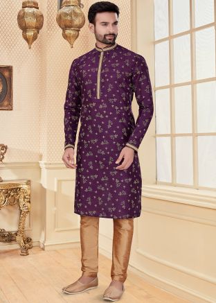 Purple Printed Kurta In Art Silk