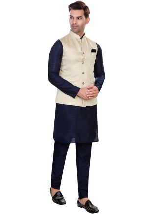 Blue Kurta Pajama With Nehru Jacket
