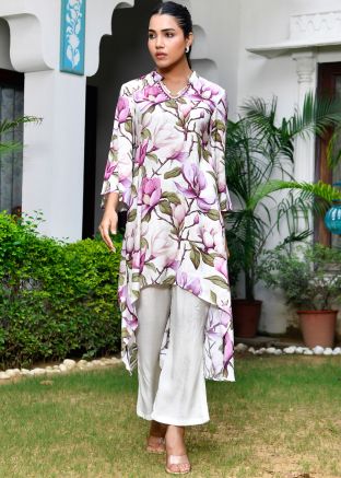 White Readymade Floral Print Co-ord Set