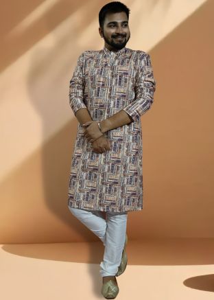 Multicolored Printed Jacquard Kurta Pajama