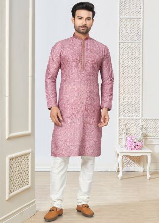 Purple Kurta Pajama In Digital Print