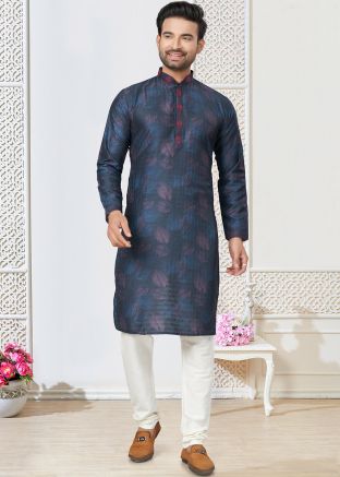 Blue Digital Printed Kurta Pajama