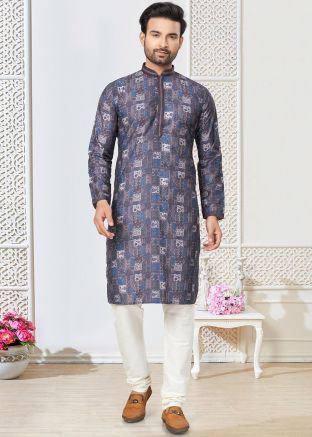 Blue Digital Printed Kurta Pajama