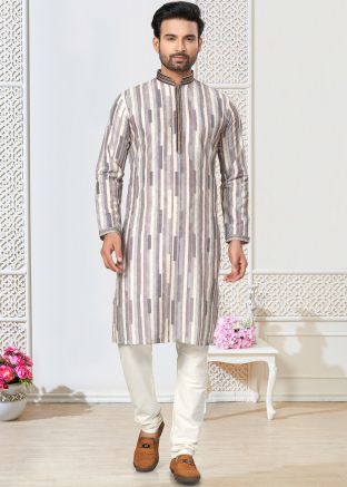 Grey Digital Printed Kurta Pajama