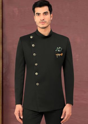 Readymade Black Plain Bandhgala Jodhpuri Jacket