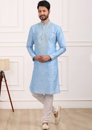 Blue Embroidered Kurta Pajama