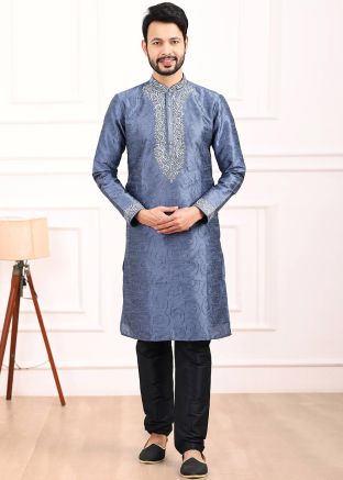 Blue Embroidered Kurta Pajama
