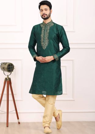 Green Embroidered Kurta Pajama