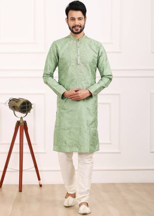 Green Embroidered Kurta Pajama