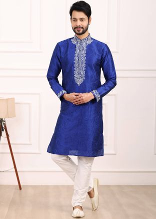 Blue Embroidered Kurta Pajama