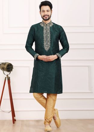 Green Embroidered Kurta Pajama