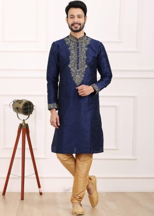 Blue Embroidered Kurta Pajama