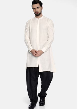 Readymade Off White Kurta Pajama Set